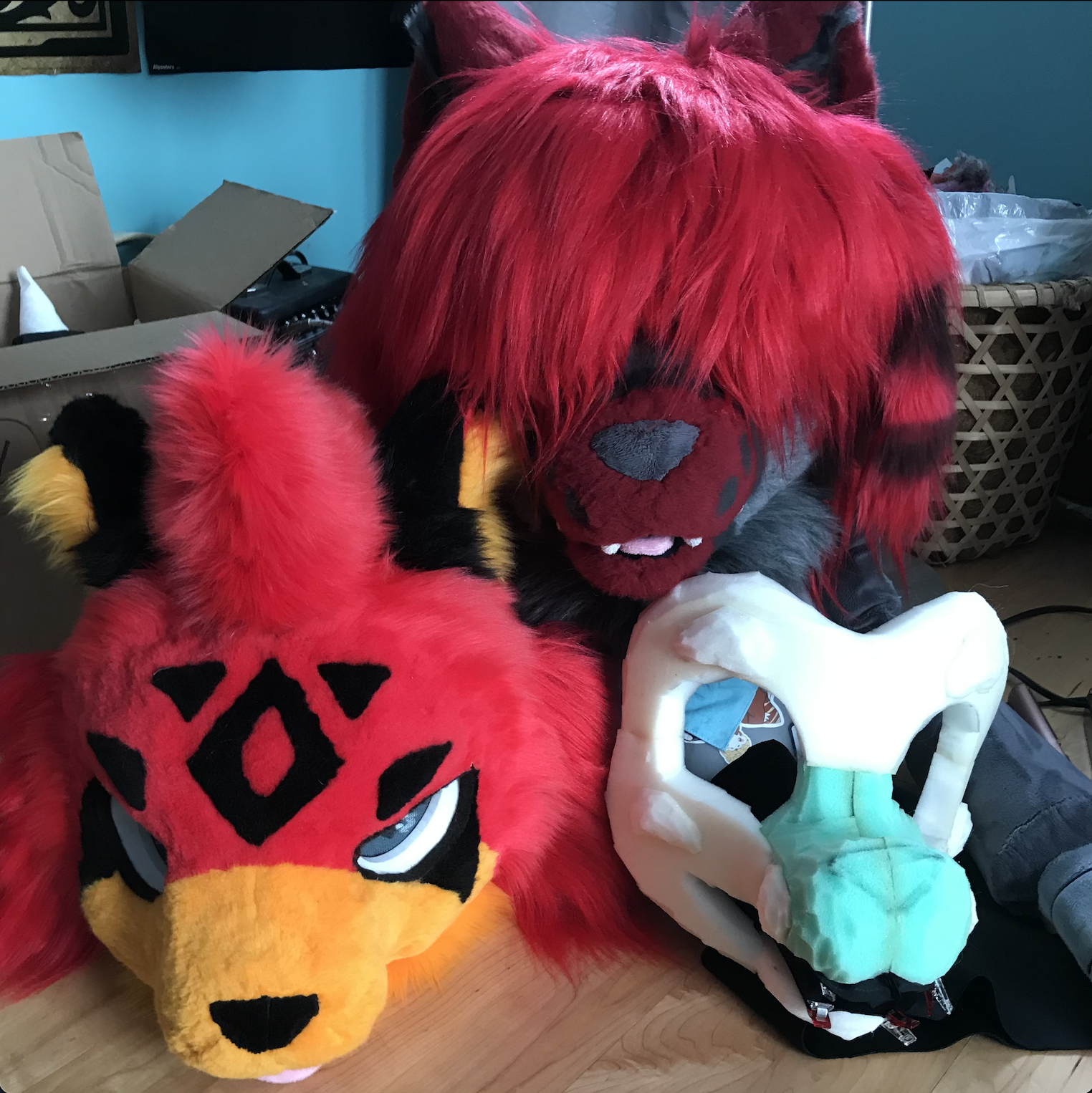 Three fursuit heads